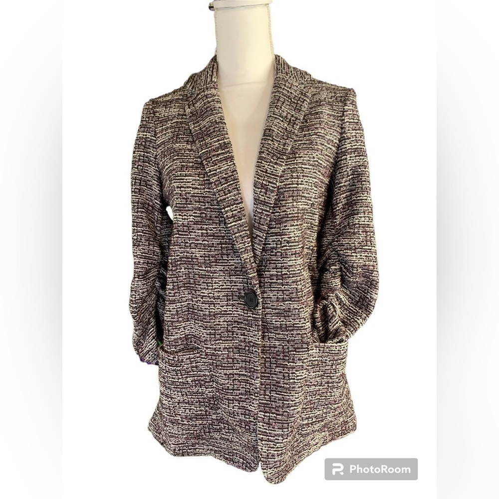 Max Studio Women’s Small Black White Red One Button Blazer